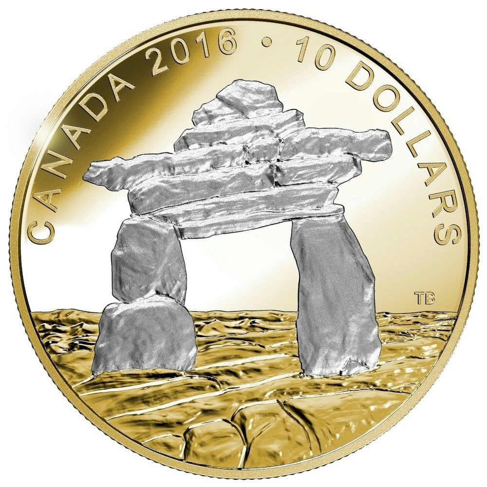RDC 2016 Canada $10 Iconic Canada - Inukshuk Fine Silver (No Tax) scratch