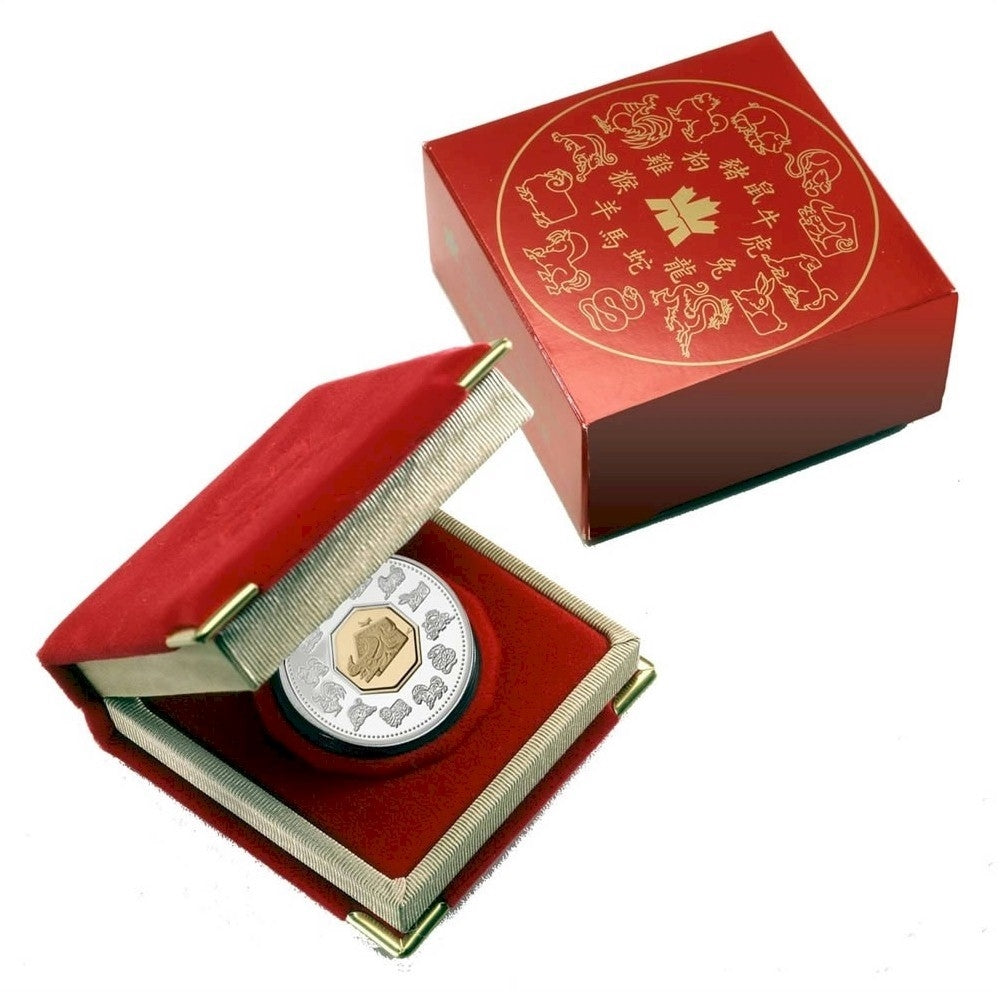 RDC 2009 Canada $15 Year of the Ox Sterling Silver & Gold Plated Cameo (Impaired)