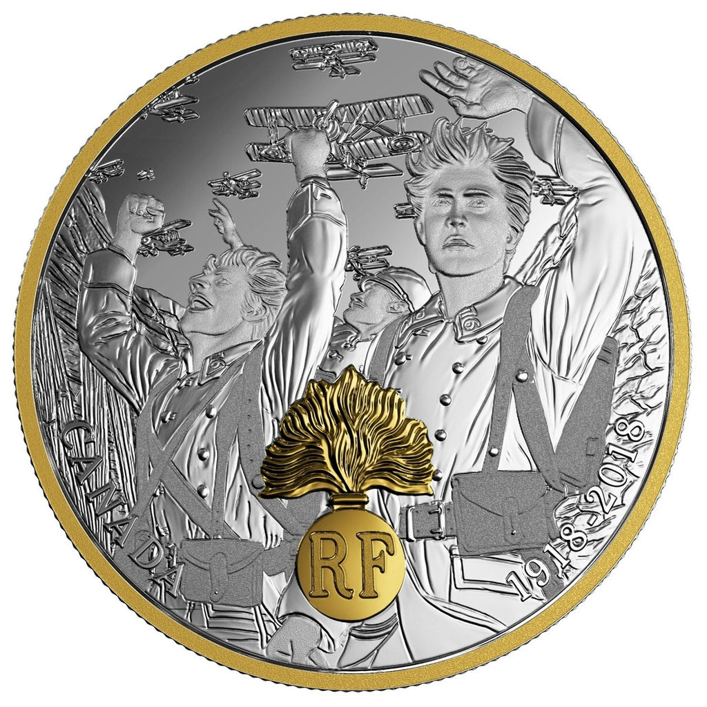 RDC 2018 Canada $20 First World War Allied Forces - France Fine Silver (No Tax) scratched capsule
