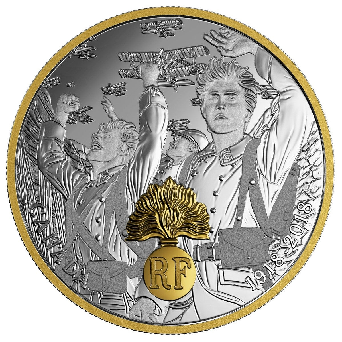 RDC 2018 Canada $20 First World War Allied Forces - France Fine Silver (No Tax) scratched capsule