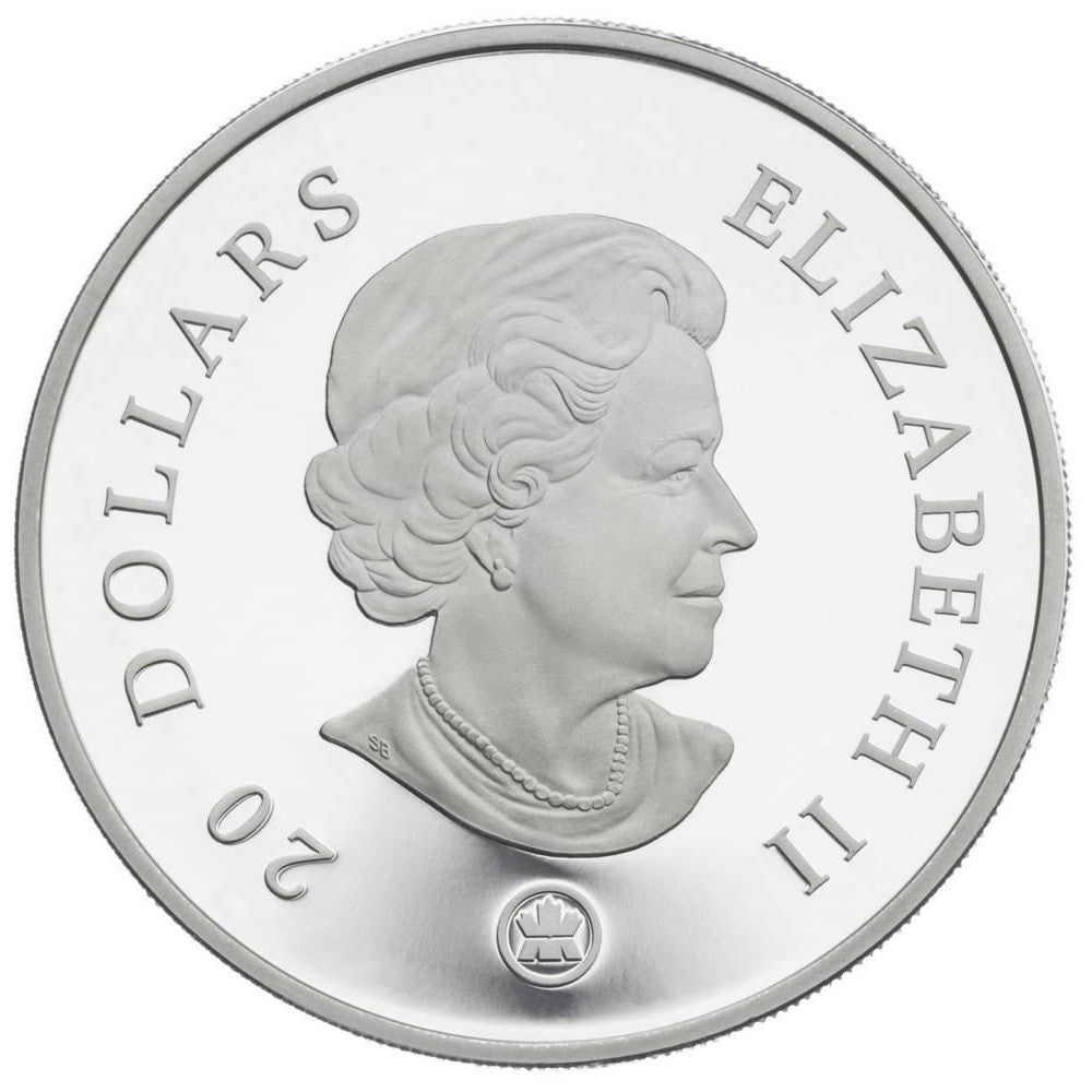 RDC 2008 Canada $20 Sapphire Crystal Snowflake Fine Silver (lightly toned)