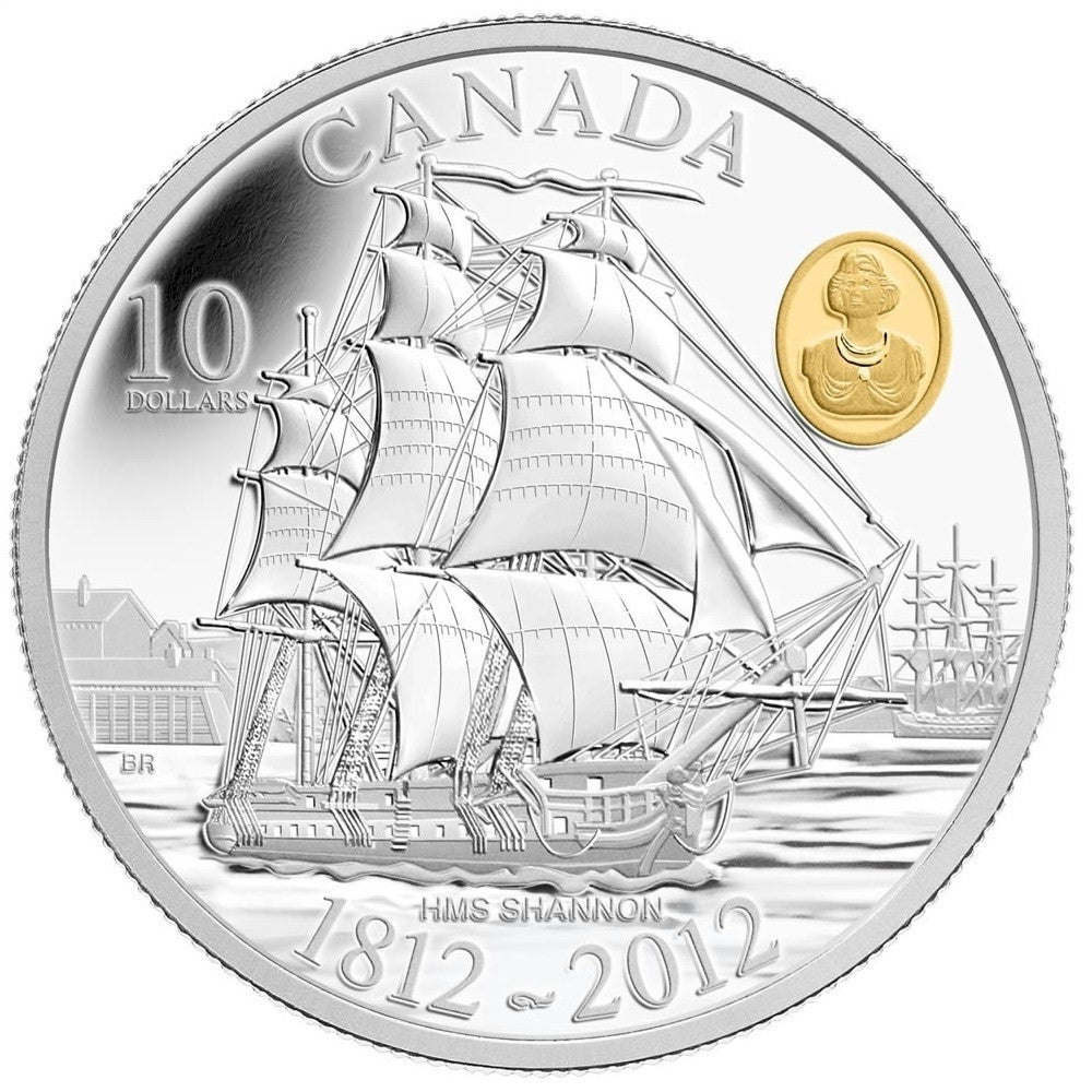 RDC 2012 Canada $10 War of 1812 - HMS Shannon Fine Silver (No Tax) scratched capsule