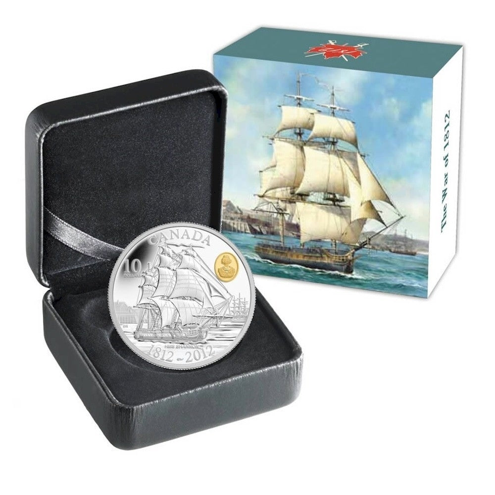 RDC 2012 Canada $10 War of 1812 - HMS Shannon Fine Silver (No Tax) scratched capsule
