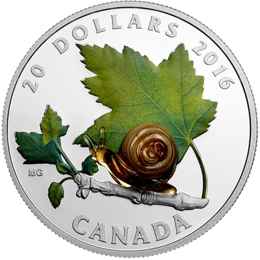 RDC 2016 Canada $20 Little Creatures - Snail With Murano Glass (impaired)