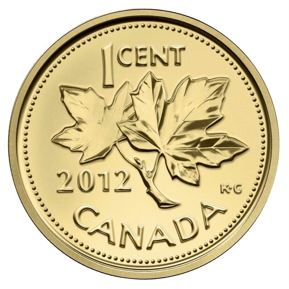 2012 Canada 1-cent Farewell to the Penny 1/25thoz. Gold Coin (No Tax)