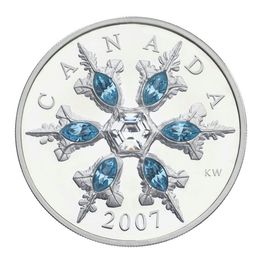 RDC 2007 Canada $20 Blue Crystal Snowflake Sterling Silver Coin (impai ...
