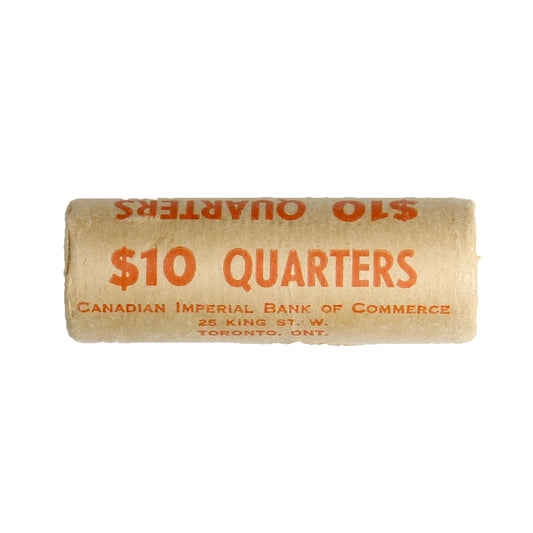 1977 Canada 25-cent Original Roll of 40pcs (rolls are a bit loose in roller)