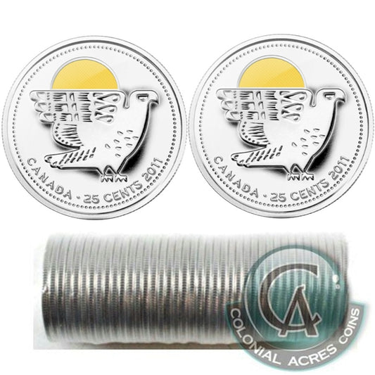 2011 Peregrine Falcon Canada 25-cent Original Roll of 40pcs - All Coloured