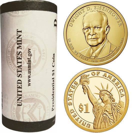 2015 US Presidential Dollar - Dwight D. Eisenhower D - Roll of 25pcs