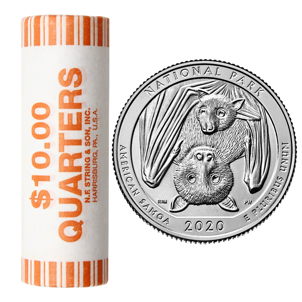 2020 D USA National Parks Quarters - America Samoa Original Roll Of 40pcs