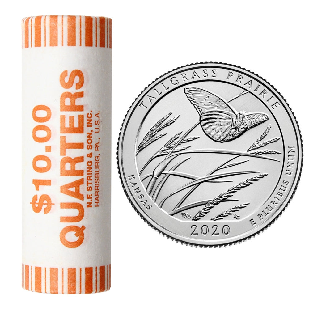 2020 D Tallgrass Prairie - Kansas USA National Parks Quarter Original Roll of 40pcs