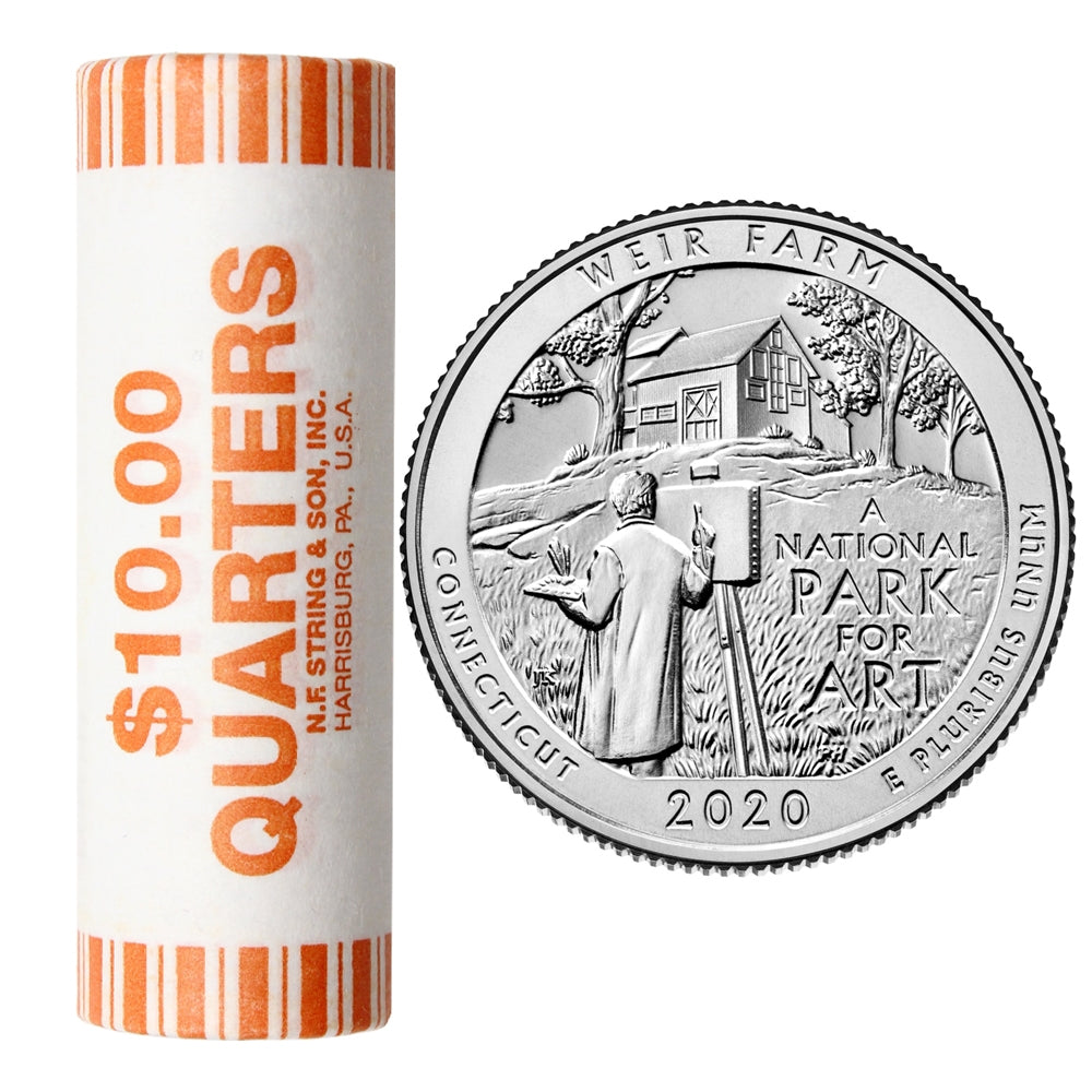 2020 D USA National Parks Quarters - Weir Farm National Park Original Roll of 40pcs