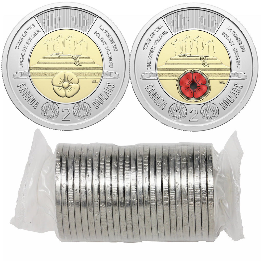 2025 Mixed $2 Honouring Canada's Unknown Soldier Original Roll of 25pcs