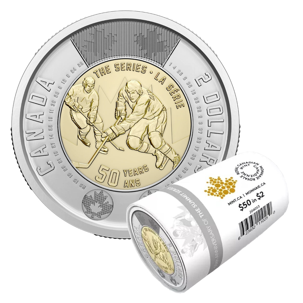2022 Canada $2 Uncoloured 50th Anniversary of the Summit Series Special Wrap Roll of 25pcs