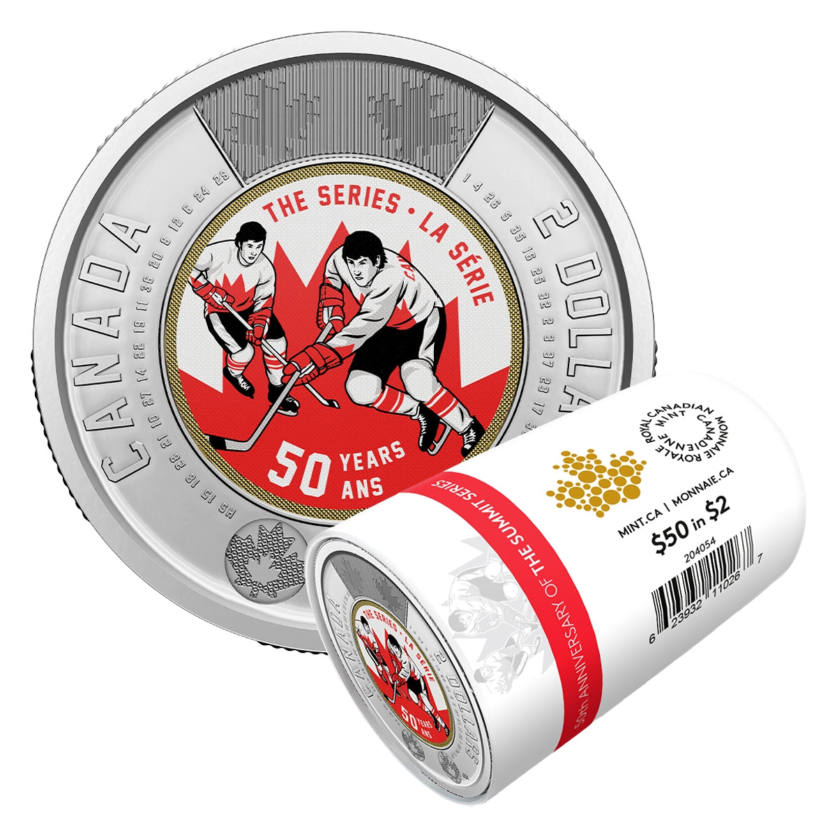2022 Canada $2 Coloured 50th Anniversary of the Summit Series Special Wrap Roll of 25pcs