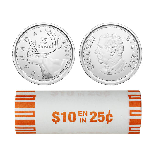 2023 KCIII Canada 25-cent Caribou Regular Wrapped Original Roll of 40pcs