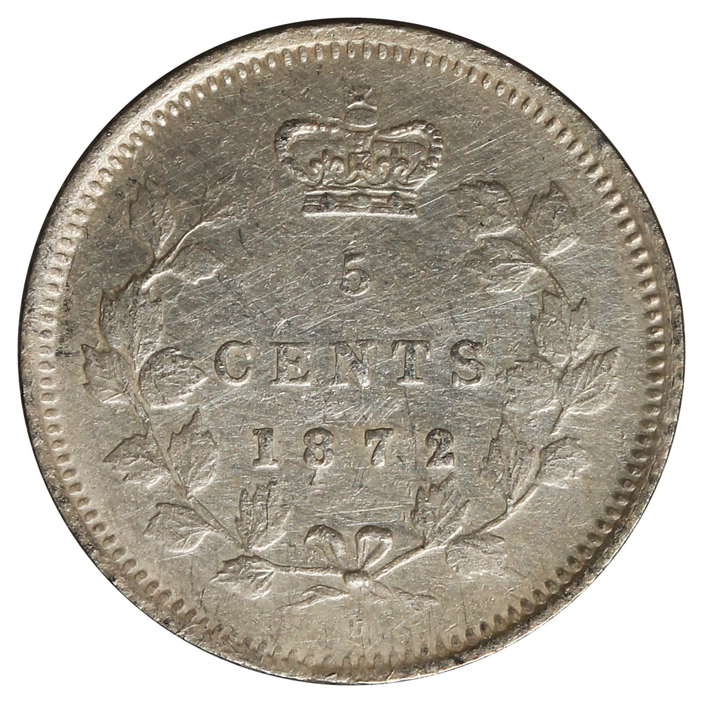 1872H Canada 5-cents Extra Fine (EF-40) Scratched