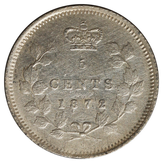 1872H Canada 5-cents Extra Fine (EF-40) Scratched