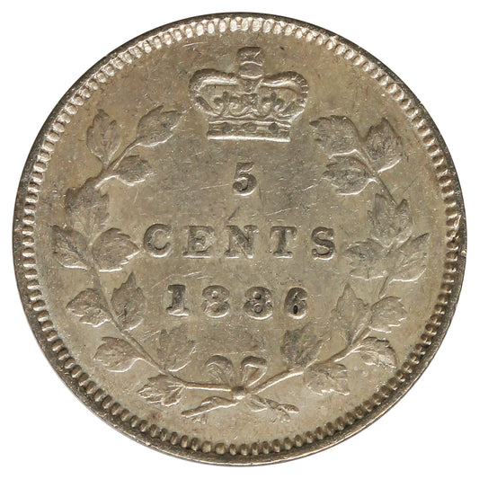 1886 Small 6 Canada 5-cents Extra Fine (EF-40) Scratched