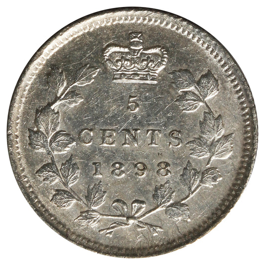 1898 Canada 5-cents Almost Uncirculated (AU-50) Scratched