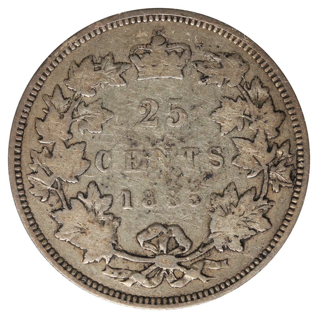1885 Straight Top 5 Canada 25-cents Very Good (VG-8) Impaired