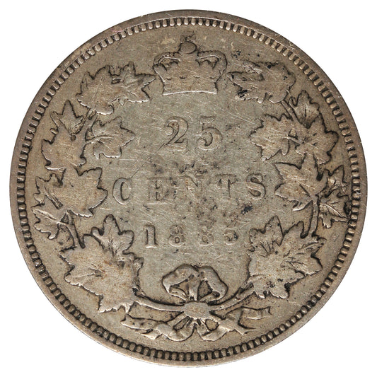 1885 Straight Top 5 Canada 25-cents Very Good (VG-8) Impaired