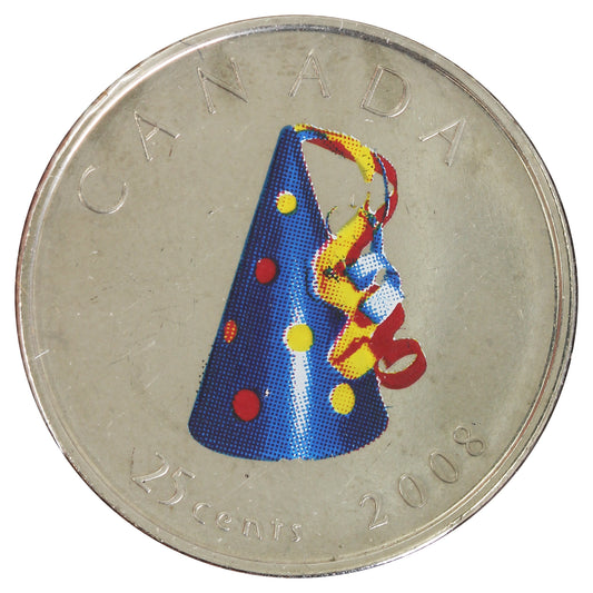 2008 Canada Coloured Birthday 25-cents Proof Like (Impaired)