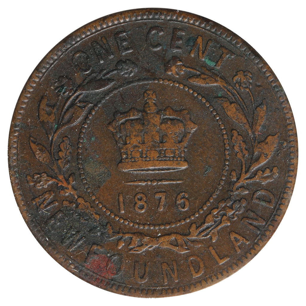 1876H Newfoundland 1-cent F-VF (F-15) Impaired