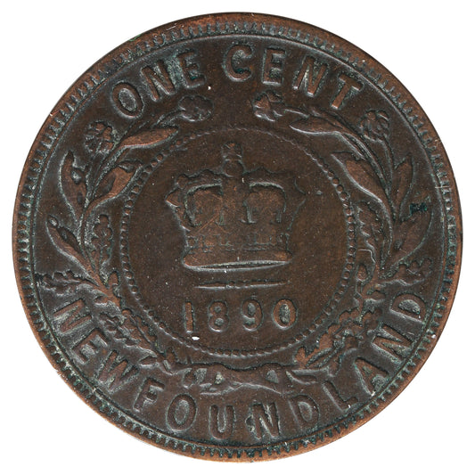 1890 Newfoundland 1-cent F-VF (F-15) Impaired