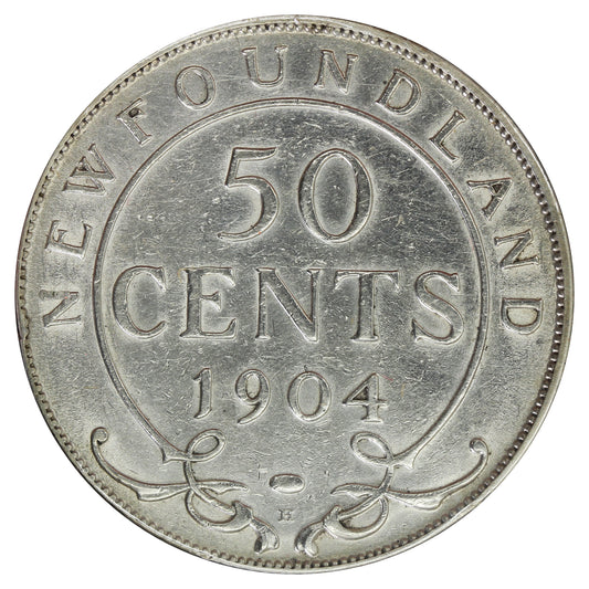 1904H Newfoundland 50-cents Extra Fine (EF-40) Cleaned