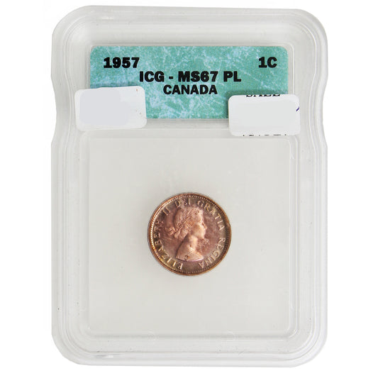 1957 Canada 1-cent ICQ Cert MS-67 PL