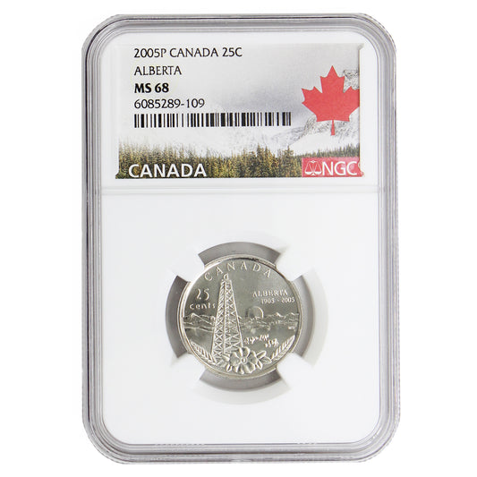2005P Canada 25-cents Alberta NGC Certified MS-68