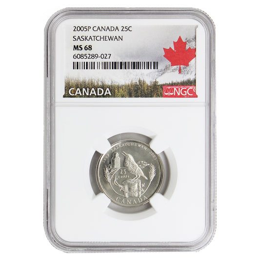 2005P Canada 25-cents Saskatchewan NGC Certified MS-68
