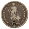 Switzerland 1875B 1/2 Franc VF-EF (VF30) Hole