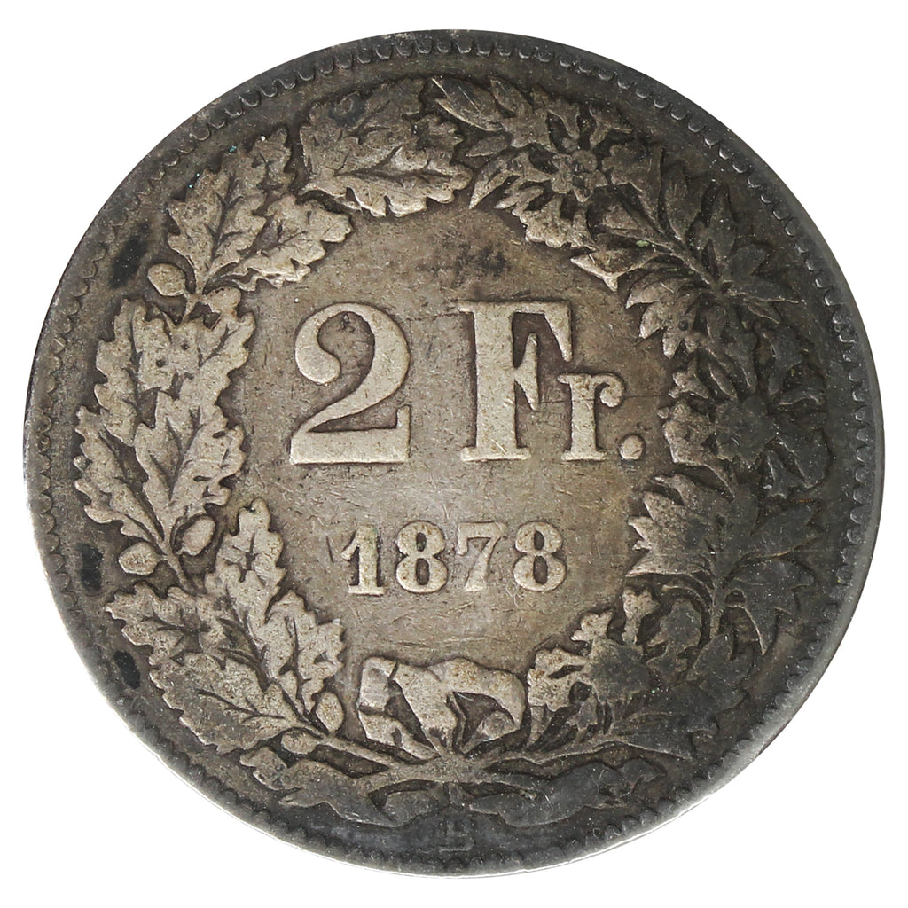 Switzerland 1878B 1/2 Franc Very Fine (VF20)