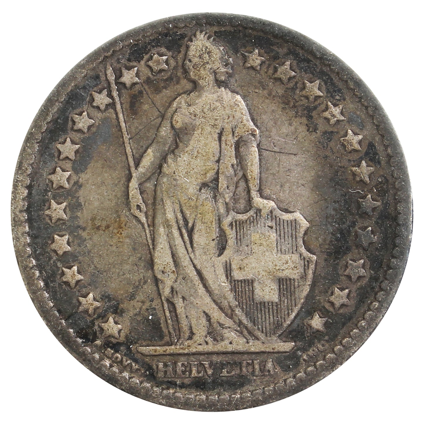 Switzerland 1878B 1/2 Franc Very Fine (VF20)