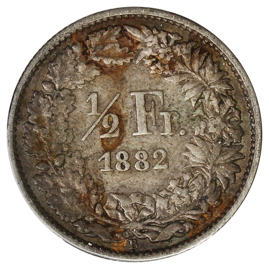 Switzerland 1882B 1/2 Franc Extra Fine (EF40) Toned