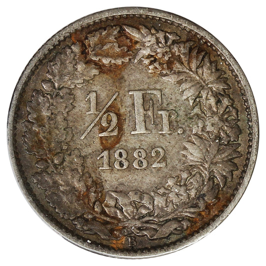 Switzerland 1882B 1/2 Franc Extra Fine (EF40) Toned