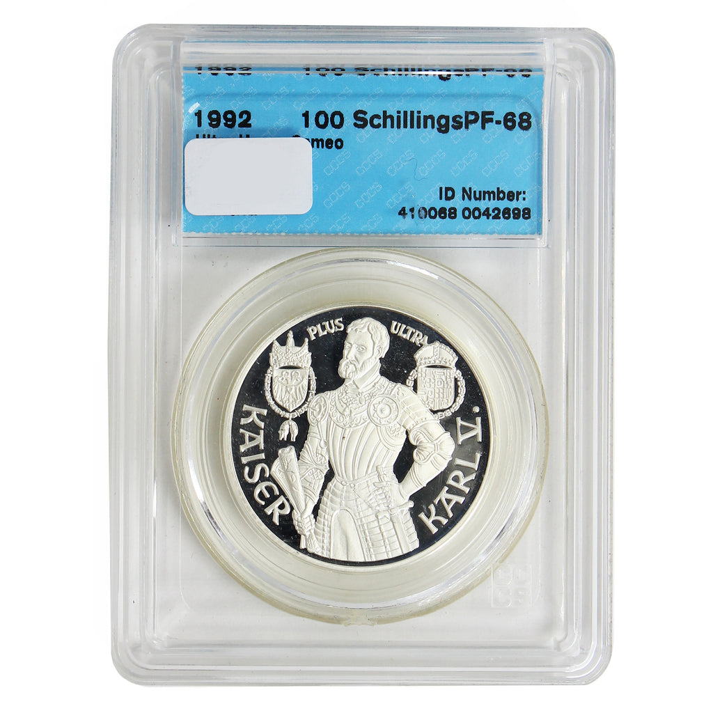 Austria 1992 100 Schillings CCCS Certified PF-68 Ultra Heavy Cameo