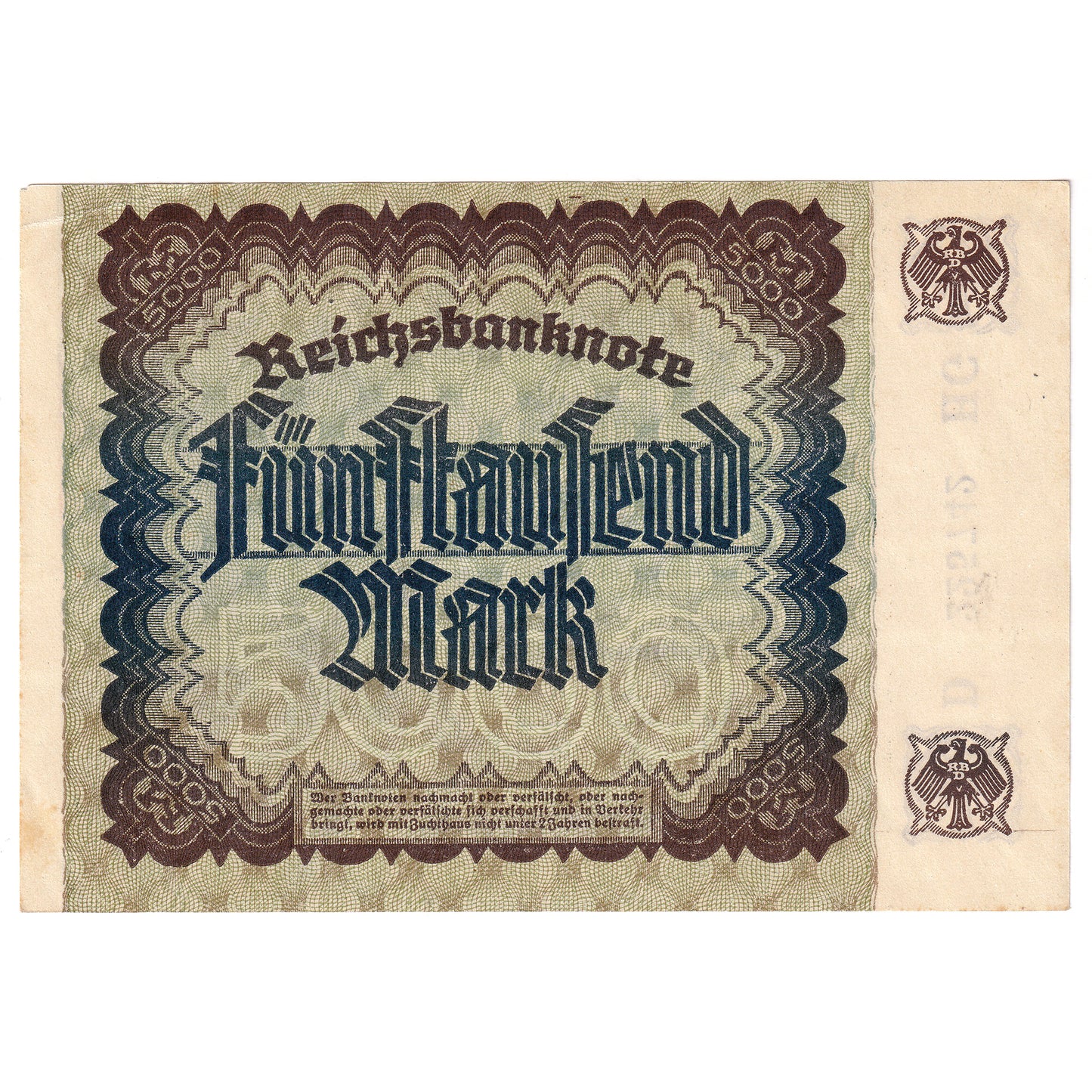 Germany 1922 5,000 Marks, Pick #81a, AU (Tear)