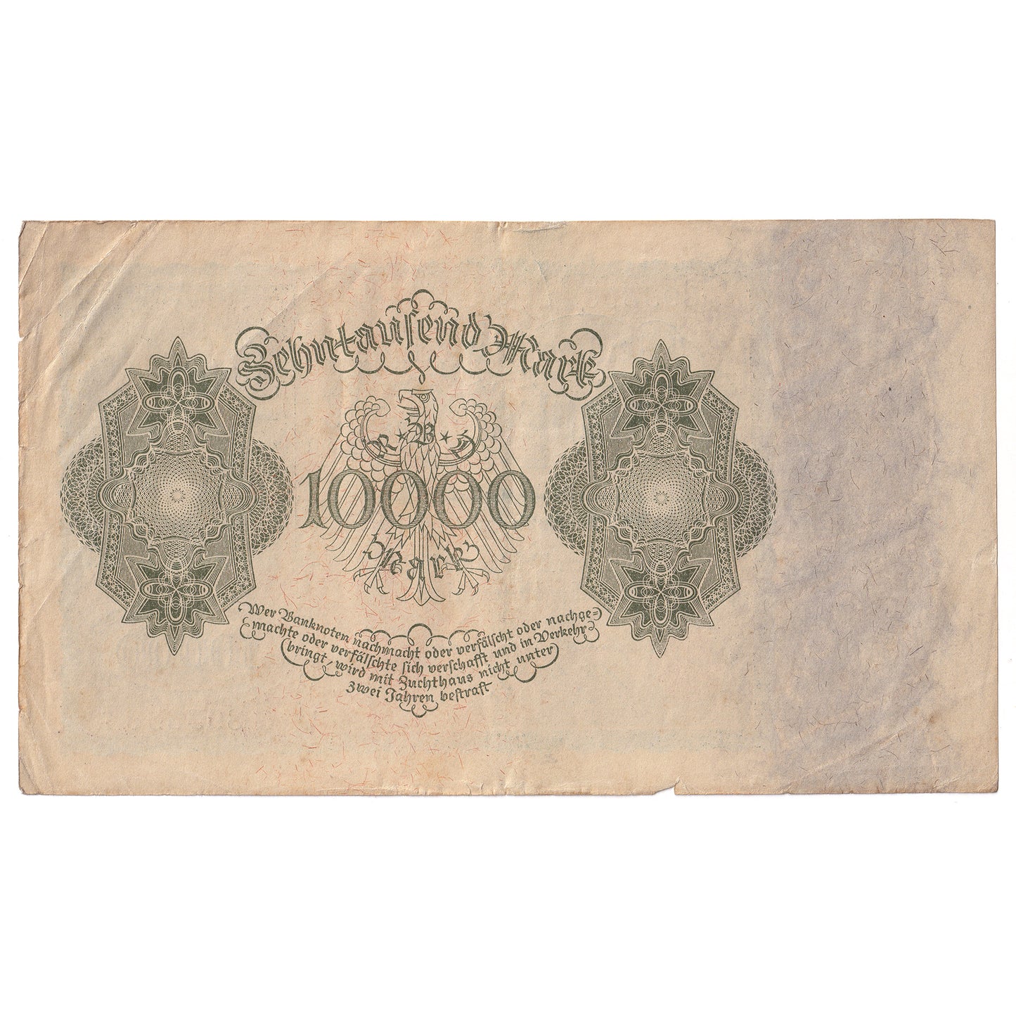 Germany 1922 10,000 Marks, Pick #71, EF-AU (Tear)