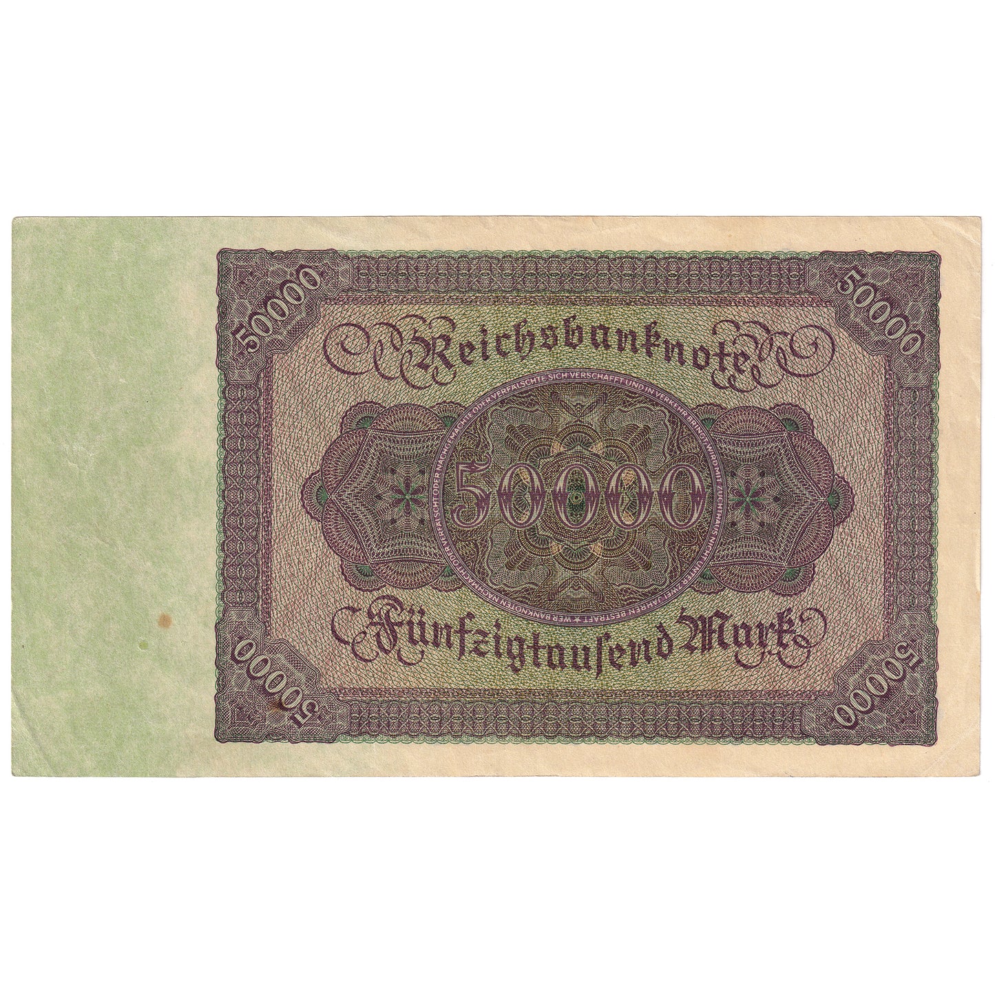 Germany 1922 50,000 Marks, Pick #80, AU (Stains)
