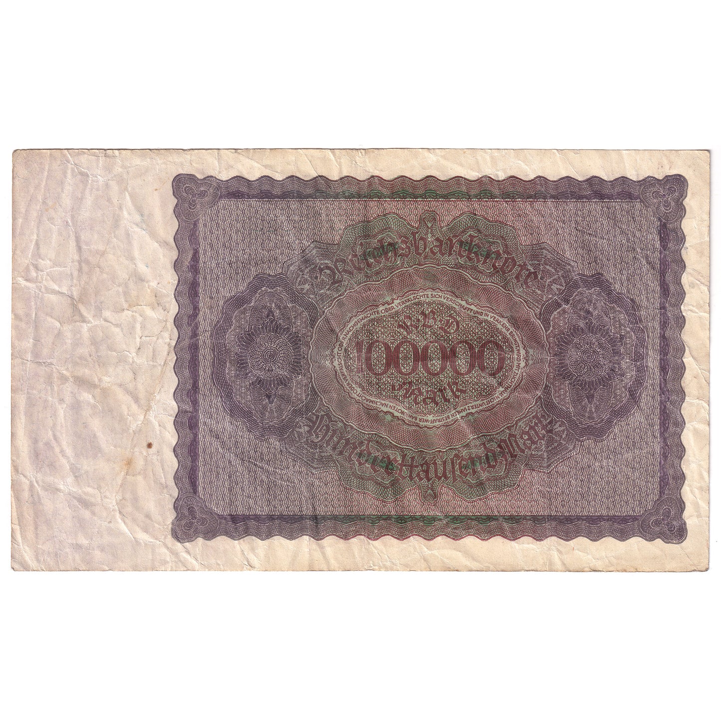 Germany 1923 100,000 Marks, W/O T, Pick #83a, VF (Holes)