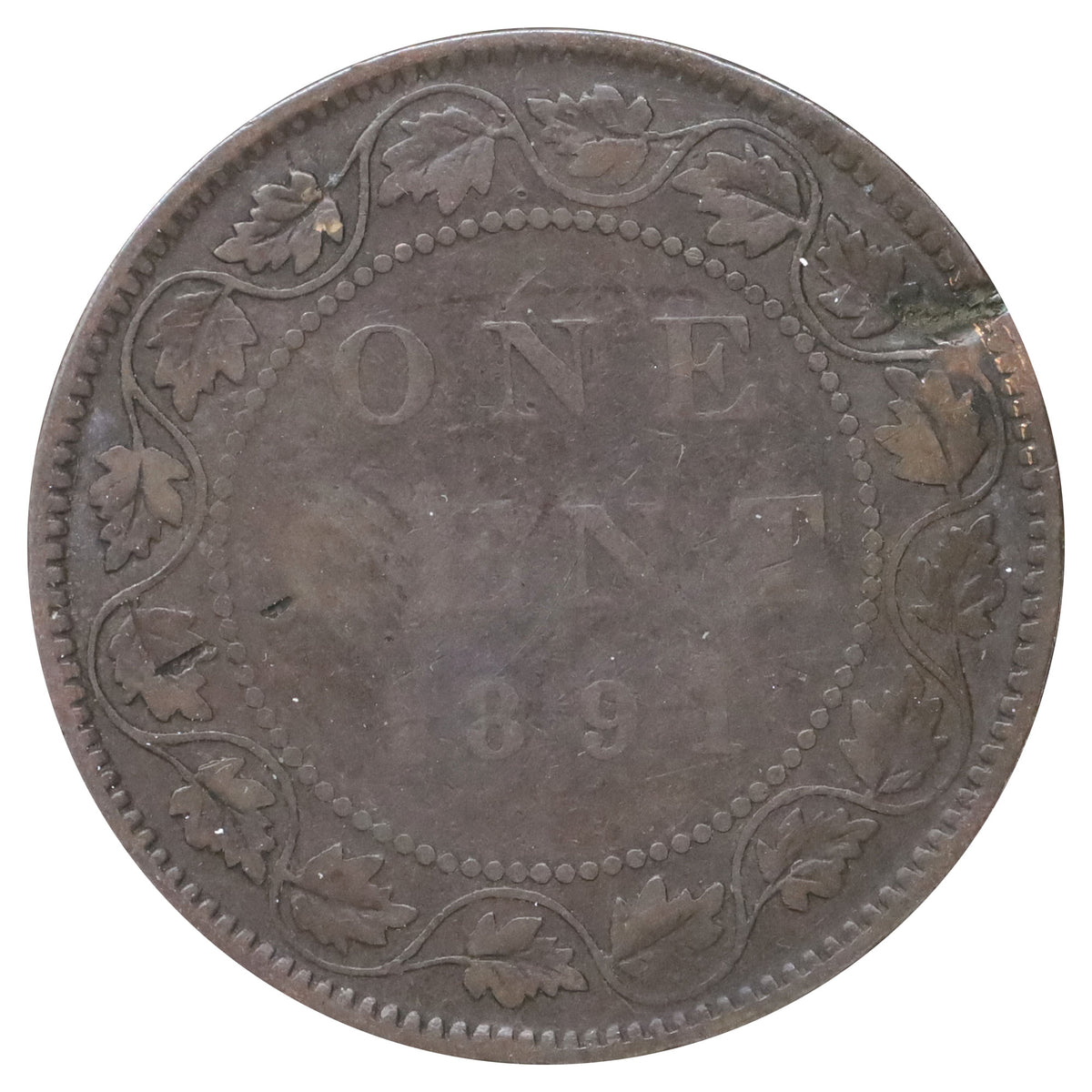 1891 SDSL Obv. 3 Canada 1-cent Very Good (VG8) Scratched, marks, or impaired