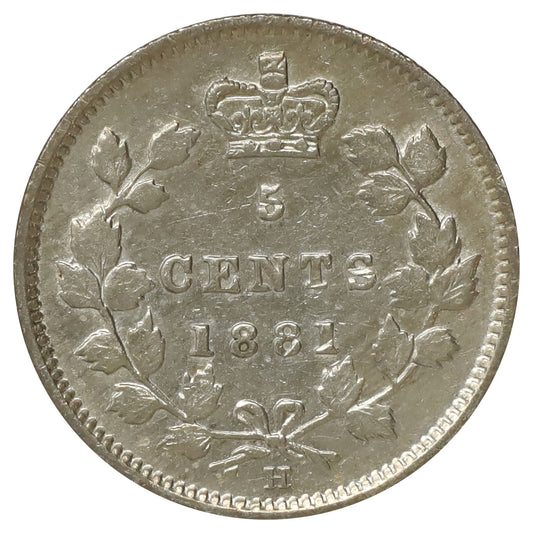 1881H Canada 5-cents Extra Fine (EF40) Scratched, marks, or impaired