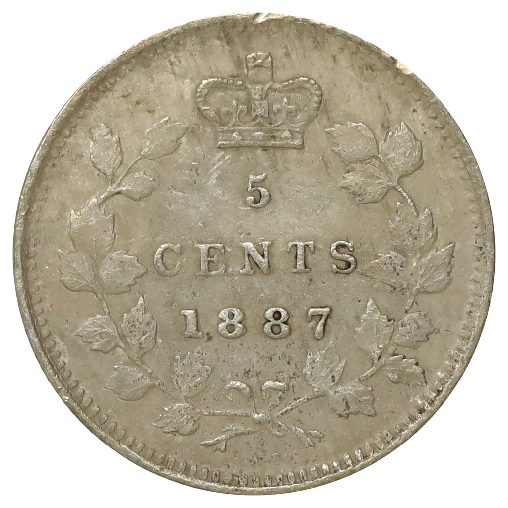 1887 Canada 5-cents Extra Fine (EF40) Scratched, marks, or impaired