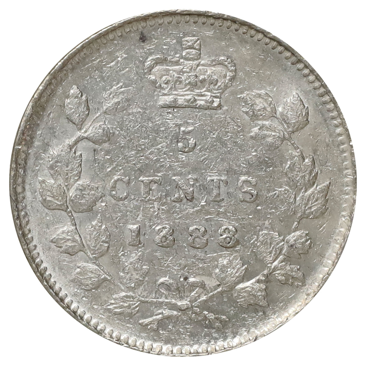 1888 Canada 5-cents AU-UNC (AU55) Scratched, marks, or impaired