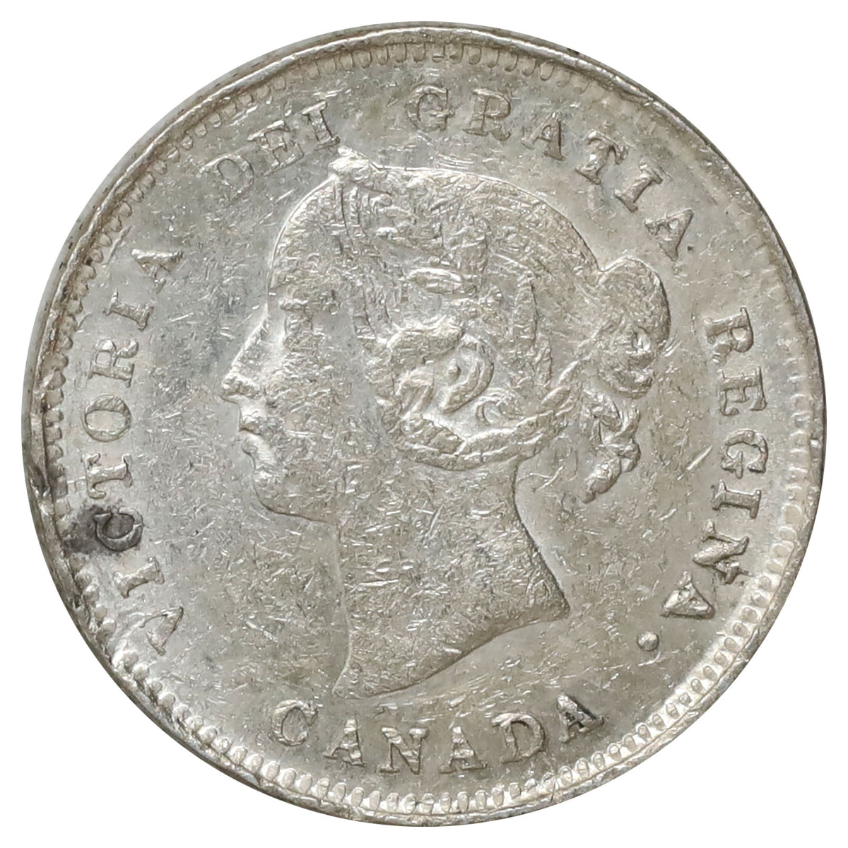 1888 Canada 5-cents AU-UNC (AU55) Scratched, marks, or impaired