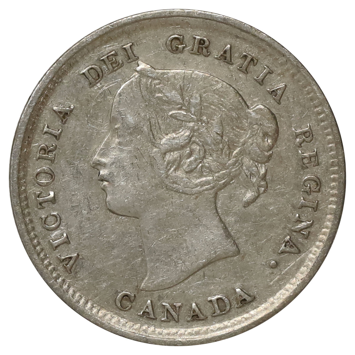 ERROR 1892 Obv. 2 Canada 5-cents Extra Fine (EF40) Lamination Error