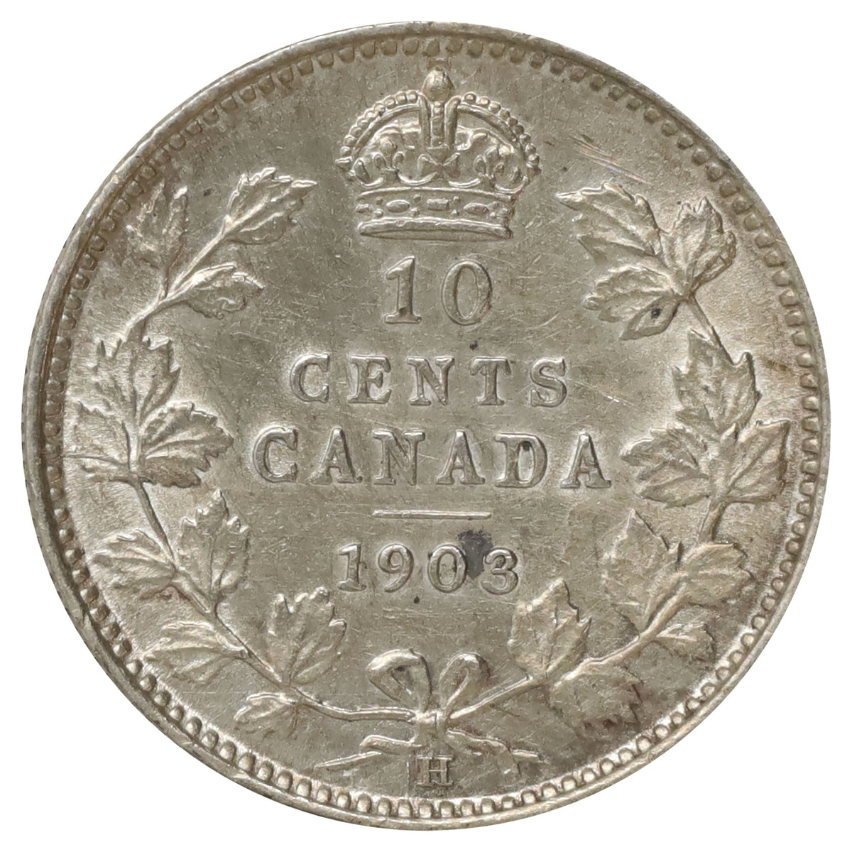1903H Canada 10-cents Almost Uncirculated (AU50) Scratched, marks, or impaired
